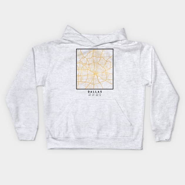 DALLAS TEXAS CITY STREET MAP ART Kids Hoodie by deificusArt